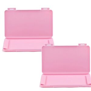 Plastic Project Case Scrapbook Paper Storage Boxes - Pink x2